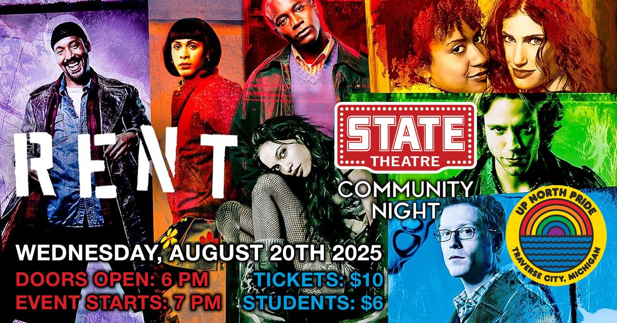 Traverse City Film Festival (@tcff) on Twitter photo This Wednesday, August 20th at 7pm, join us for COMMUNITY NIGHT AT THE STATE, as our friends at <a href="/upnorthprideTC/">upnorthprideTC</a> present a special 20th Anniversary Screening of #RENT – the 2005 musical drama starring adapted from the 1996 Broadway hit. Get your🎟️here: secure.traversecityfilmfest.org/websales/pages… This Wednesday, August 20th at 7pm, join us for COMMUNITY NIGHT AT THE STATE, as our friends at <a href="/upnorthprideTC/">upnorthprideTC</a> present a special 20th Anniversary Screening of #RENT – the 2005 musical drama starring adapted from the 1996 Broadway hit. Get your🎟️here: secure.traversecityfilmfest.org/websales/pages…