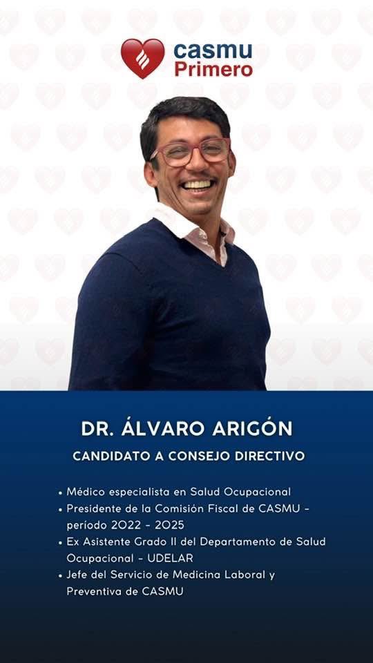 ❤️ Dr. Álvaro Arigón, candidato a Consejo Directivo. 

Este 17 de septiembre, te invitamos a acompañarnos con tu voto.

<a href="/RaulGermanRodri/">Raul German Rodrigue</a> <a href="/andrea_zumar/">Andrea Zumar</a> <a href="/jjareosa/">Juan José Areosa</a> #17Setiembre 

#CasmuPrimero 🏥🗳️