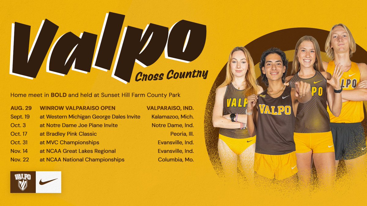 Valpo Athletics (@valpoathletics) on Twitter photo The 2025 <a href="/ValpoXCTF/">Valpo Cross Country / Track and Field</a> schedule is here, starting with the annual home meet, the Winrow Open, on Aug. 29! #GoValpo
📝➡️ valpoathletics.com/news/2025/8/18…
🗓️ ➡️ valpoathletics.com/sports/mens-cr… The 2025 <a href="/ValpoXCTF/">Valpo Cross Country / Track and Field</a> schedule is here, starting with the annual home meet, the Winrow Open, on Aug. 29! #GoValpo
📝➡️ valpoathletics.com/news/2025/8/18…
🗓️ ➡️ valpoathletics.com/sports/mens-cr…