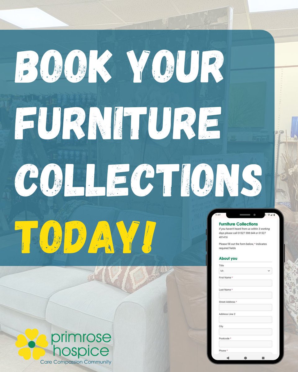Donating your furniture has never been easier! ✅ Did you know you can book your furniture collections through our website? Simply, visit our website, fill in the form and our team will be in touch to do the rest! ➡️ primrosehospice.org/support-us/sho…
#worcestershirehour