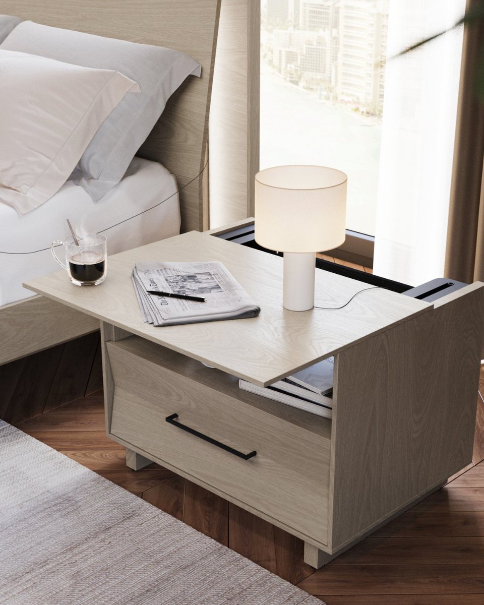 Smart design at your bedside. From sliding tops for easy reach to built-in charging, LINQ &amp; KAVA nightstands keep convenience close at hand.

Learn more @ bdiusa.com/bedroom