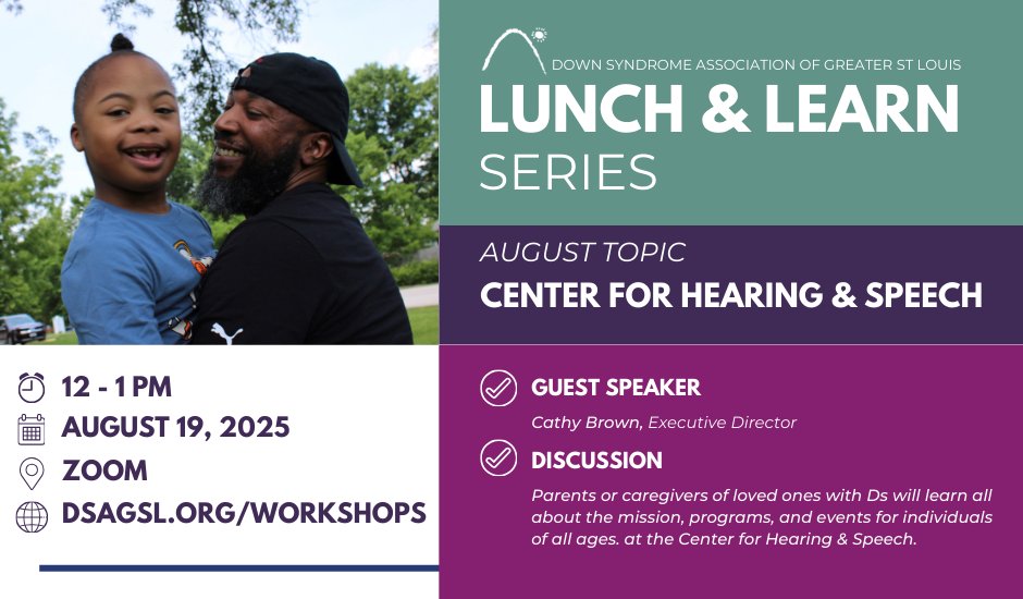 Don’t miss an awesome Lunch &amp; Learn tomorrow, 12–1 PM! Hear from Cathy Brown, Exec. Director of the Center for Hearing &amp; Speech Powered by Easterseals, and learn more about our awesome services! Register at dsagsl.org/workshops.