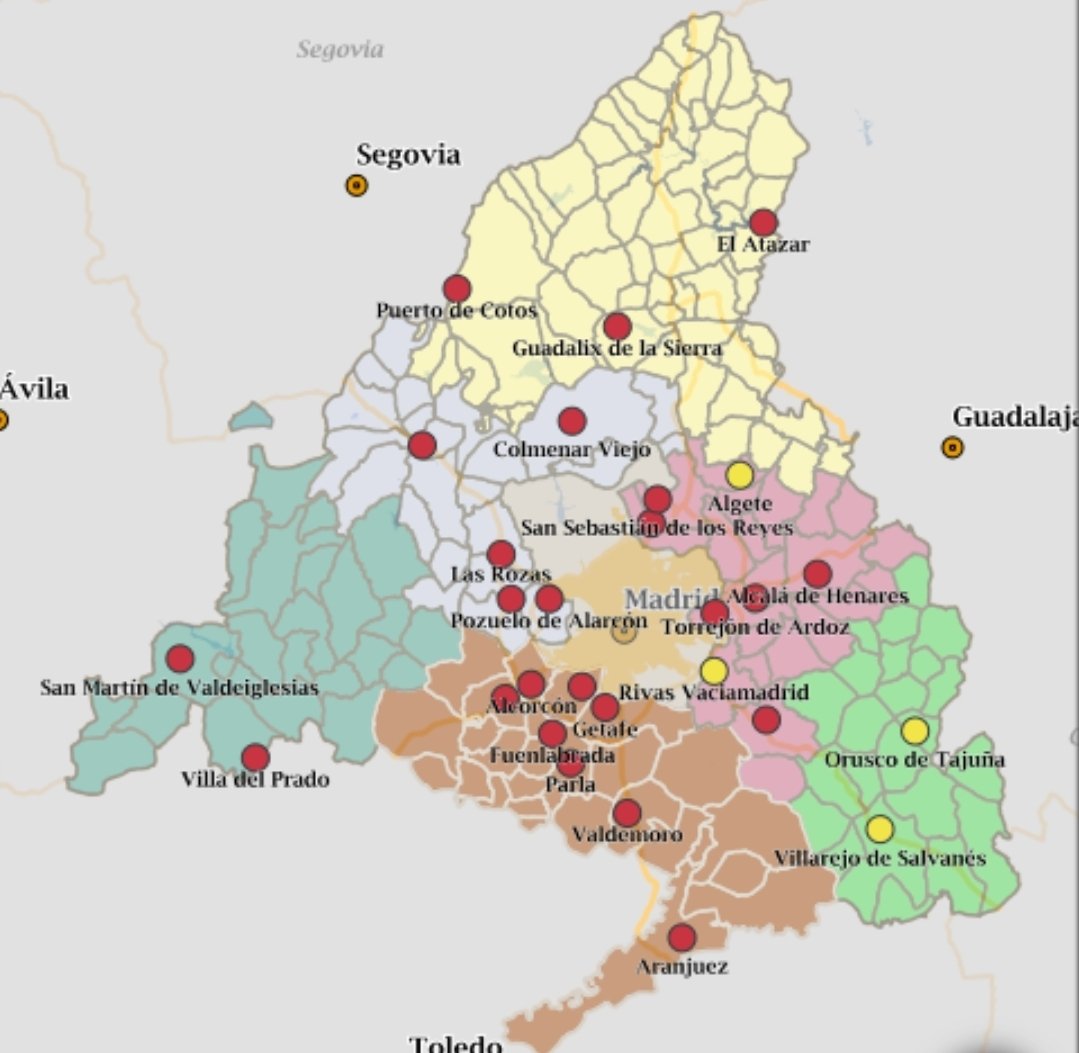 🔴 Calidad del aire desfavorable en casi toda la Comunidad por material particulado PM10 y PM2.5 procedente de los numerosos incendios que asolan el oeste peninsular. 
Han aumentando las concentraciones en las últimas horas y se espera que mañana se mantenga una calidad mala.