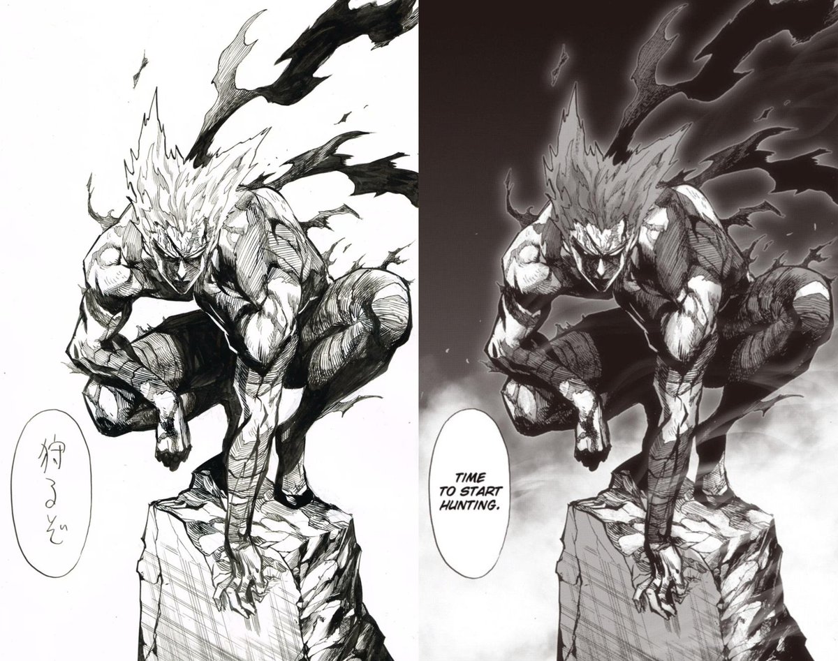 One-Punch Man Manga Panels without and with Yusuke Murata's assistants help
[A Thread🧵]