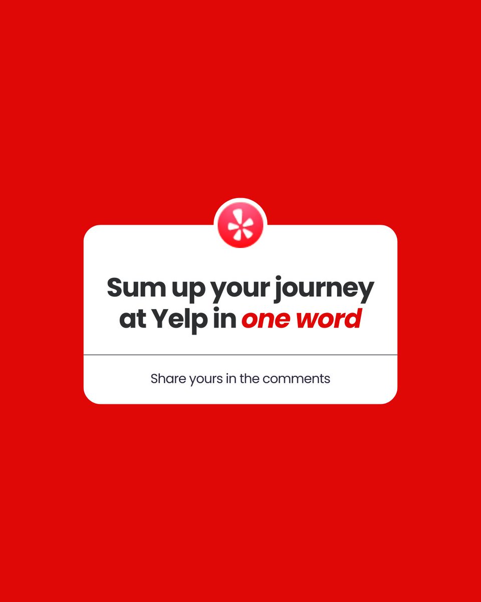 Grateful, proud, rewarding, evolving, transformational – these are all words that our employees have used to describe their #FiveStarCareer journeys! If you had to sum up your own into one word, what would it be? 🌟

#LifeAtYelp #FiveStarCareer #YelpWFH #RemoteWork