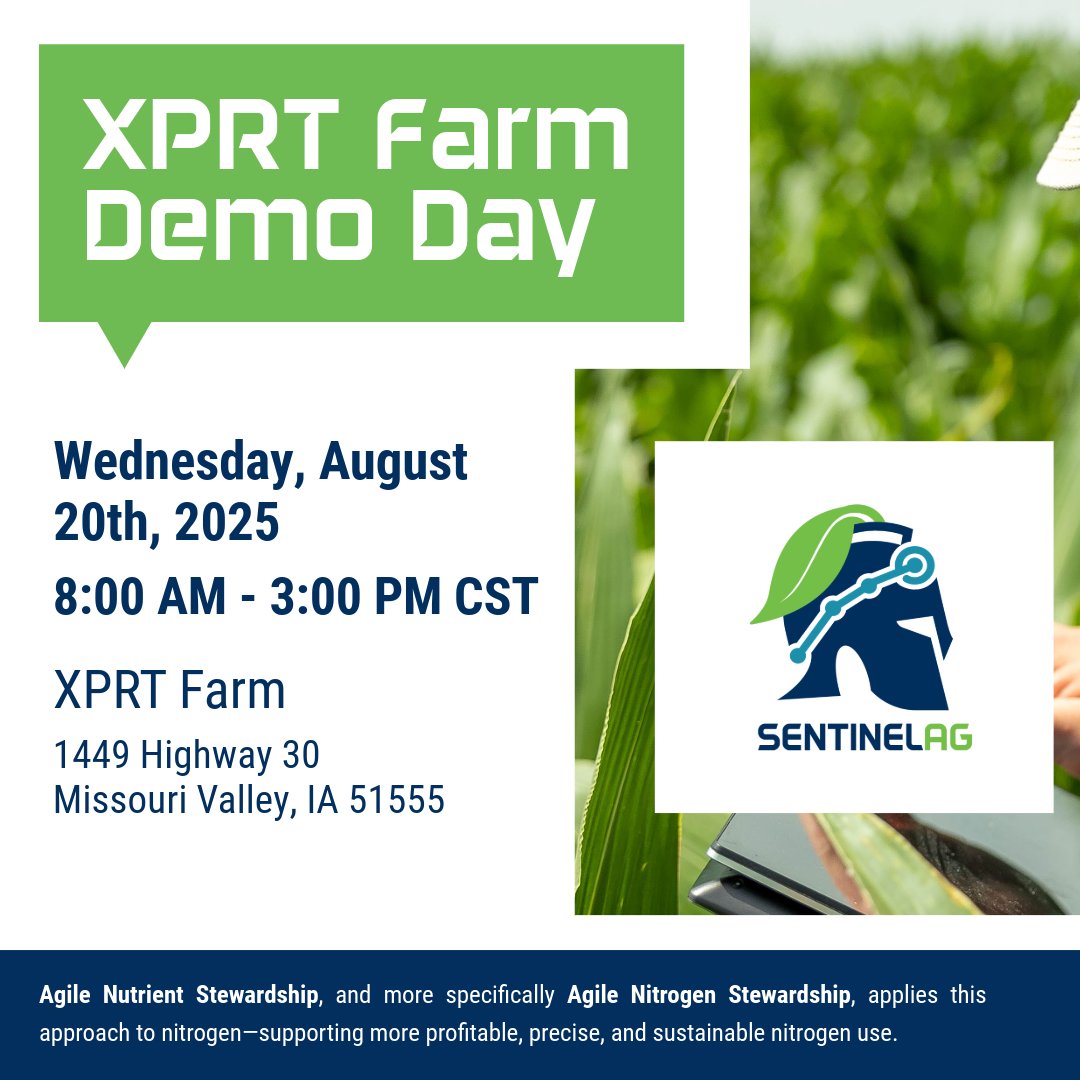 SentinelAG will be participating in XPRT Farm Day on August 20, engaging with growers and industry leaders to share insights and demonstrate how our solutions drive efficiency and profitability on the farm. #XPRTFarmDay #AgInnovation #SentinelAG #FutureOfFarming #AgTech