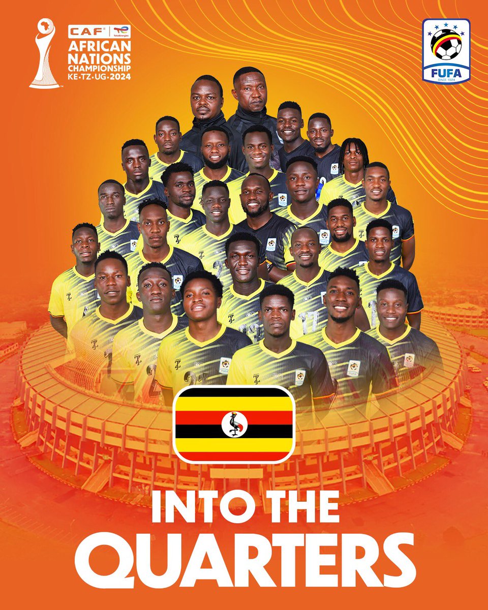 UgandaCranes's tweet photo. PAST. PRESENT. FUTURE. 🔓

The script just got flipped. We head into our first Quarter finals of the tournament. 🇺🇬

#UgandaCranes | #TotalEnergiesCHAN2024 https://t.co/Xy1NI221R2