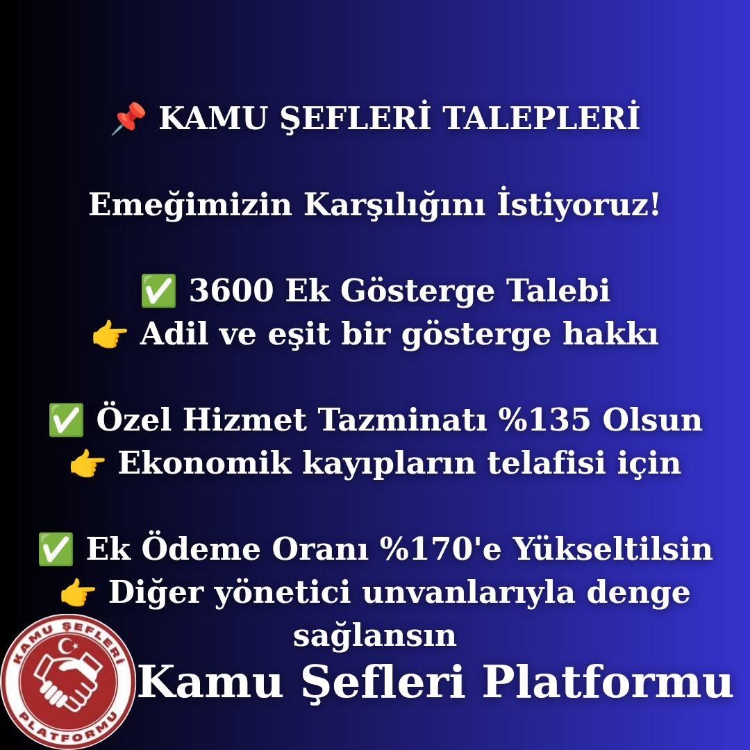 MUSTAFA GÜLMEZ 🇹🇷 (@mustafa19057301) on Twitter photo Yetersiz teklifi asla kabul etmiyoruz !
2026:11+7 / 2027: 4+4
Taban Aylığa :1000₺
Ne gelirde adalet sağlar,
Ne de ücrette denge sağlar.
#AslaKabulEtmiyoruz
#KamuŞefleri
<a href="/RTErdogan/">Recep Tayyip Erdoğan</a> <a href="/dbdevletbahceli/">Devlet Bahçeli</a> <a href="/isikhanvedat/">Prof. Dr. Vedat Işıkhan</a> <a href="/memetsimsek/">Mehmet Simsek</a> <a href="/csgbakanligi/">T.C. Çalışma ve Sosyal Güvenlik Bakanlığı</a> <a href="/HMBakanligi/">T.C. Hazine ve Maliye Bakanlığı</a> <a href="/Akparti/">AK Parti</a> <a href="/MHP_Bilgi/">MHP</a> Yetersiz teklifi asla kabul etmiyoruz !
2026:11+7 / 2027: 4+4
Taban Aylığa :1000₺
Ne gelirde adalet sağlar,
Ne de ücrette denge sağlar.
#AslaKabulEtmiyoruz
#KamuŞefleri
<a href="/RTErdogan/">Recep Tayyip Erdoğan</a> <a href="/dbdevletbahceli/">Devlet Bahçeli</a> <a href="/isikhanvedat/">Prof. Dr. Vedat Işıkhan</a> <a href="/memetsimsek/">Mehmet Simsek</a> <a href="/csgbakanligi/">T.C. Çalışma ve Sosyal Güvenlik Bakanlığı</a> <a href="/HMBakanligi/">T.C. Hazine ve Maliye Bakanlığı</a> <a href="/Akparti/">AK Parti</a> <a href="/MHP_Bilgi/">MHP</a>
