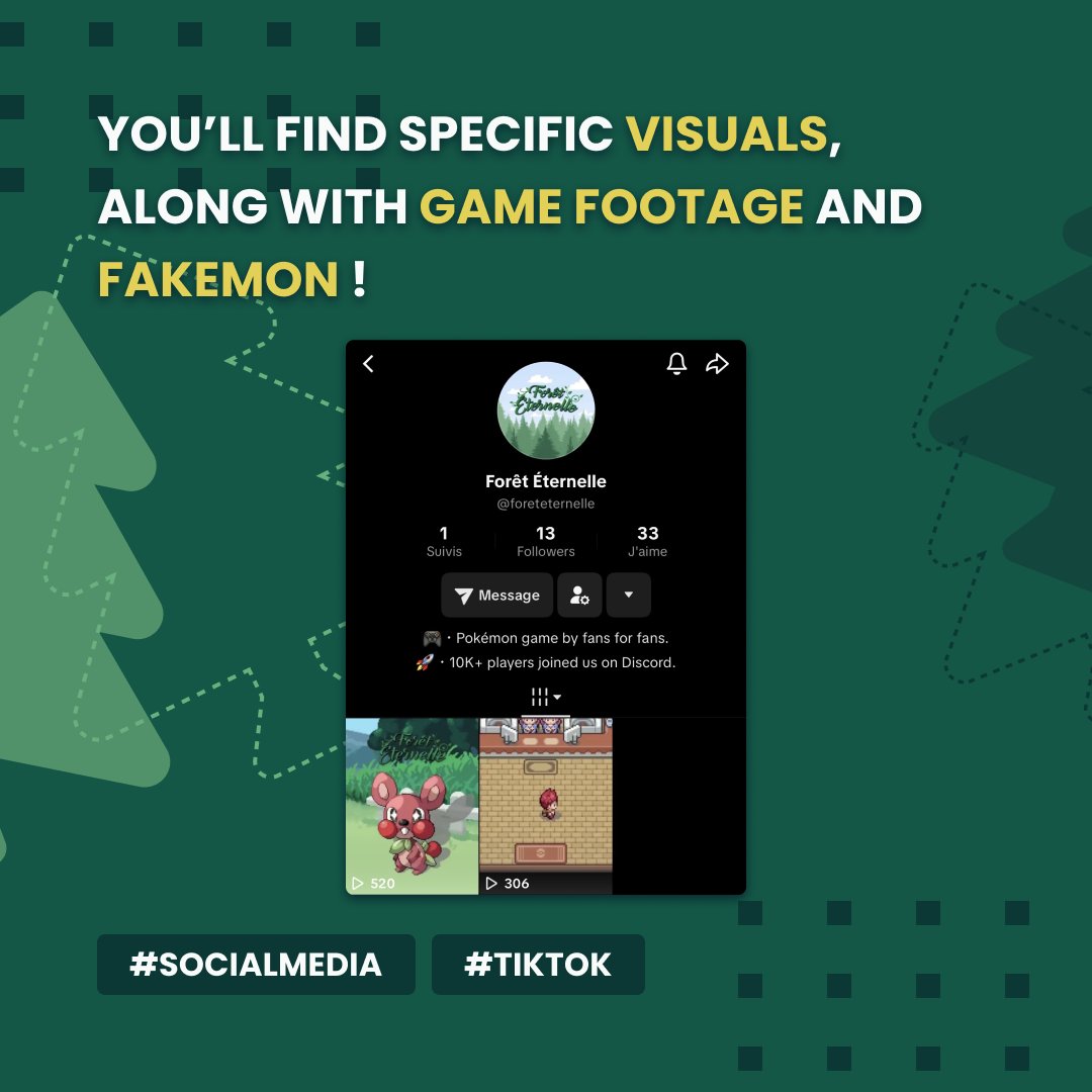 Hey scrollers! 📱
To diversify the content we share and attract new audiences, the Forêt Éternelle adventure is now on TikTok ! 🎉
tiktok.com/@ForetEternelle 

RT &amp; follow for 💕
#socialmediamonday #socialmedia #TikTok