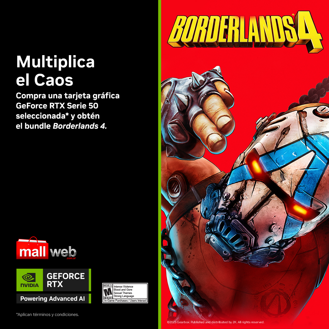 Comprá en Mallweb tu próxima Placa de Video Nvidia y Obtené la edición Digital Borderlands 4

👉Por tiempo limitado, obténelo con la compra de una Placa de Video o Desktop con GeForce RTX 5090, 5080, 5070 Ti, 5070.

🧐Aplican términos y condiciones. Escribinos para más info.