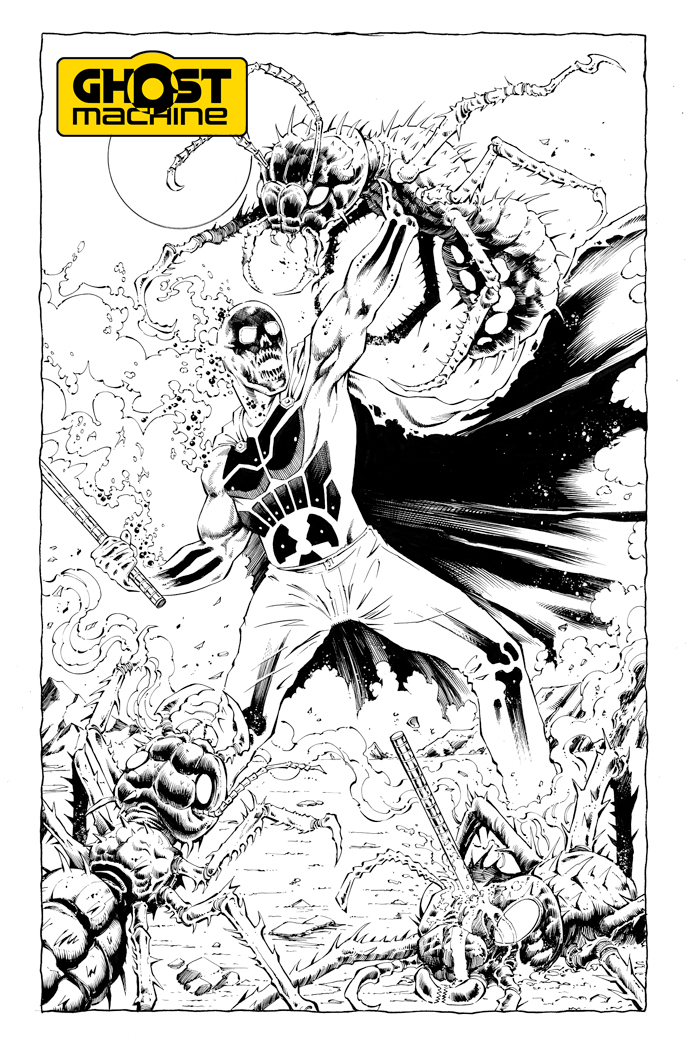 NormRapmund's tweet photo. Splash page from Geiger #16 by Eamon Winkle and myself. Johns/Winkle/Rapmund @GhostMachinePro #GhostMachine #Geiger #SplashPage #Lineart @geoffjohns @CanIGetanEamon https://t.co/Q9W0OCrwCA