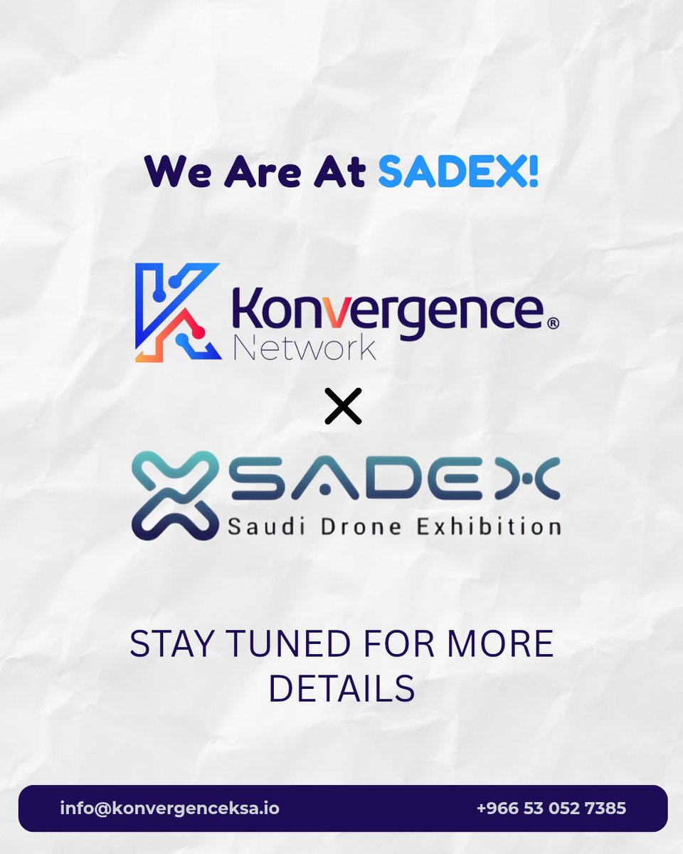 konvergence01's tweet photo. @konvergence01 is excited to be part of #SADEX – Saudi Drone Exhibition 🚀
Bringing innovation, technology, and future-ready solutions to the world of drones.
Stay tuned for more updates!
#KonvergenceNetwork #DroneTech #Innovation https://t.co/6M3SyJ6bib