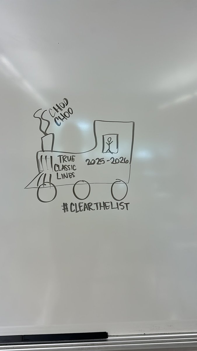 MrsSweeney_EAMS's tweet photo. @RyanBartlett @tcgifting Back in school unpacking my new classroom &amp; took a break to draw a train. #ClearTheList https://t.co/w3HXqhBumq