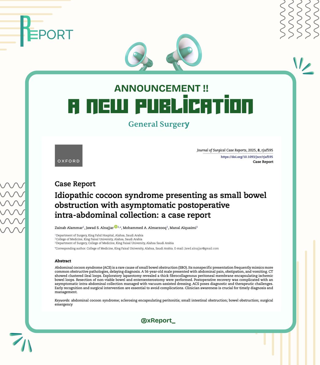 Big news! The first case report of our initiative has been published 🤩

academic.oup.com/jscr/article/2…