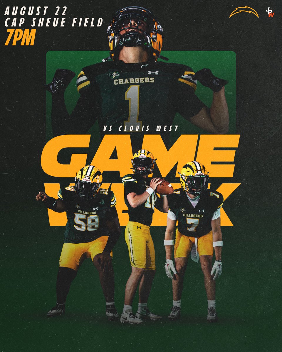 After 35 weeks, we can finally say it’s Game Week

🆚 Clovis West
🗓️ THIS FRIDAY 8/22
⌚️ 7PM
🏟️ Cap Sheue Field