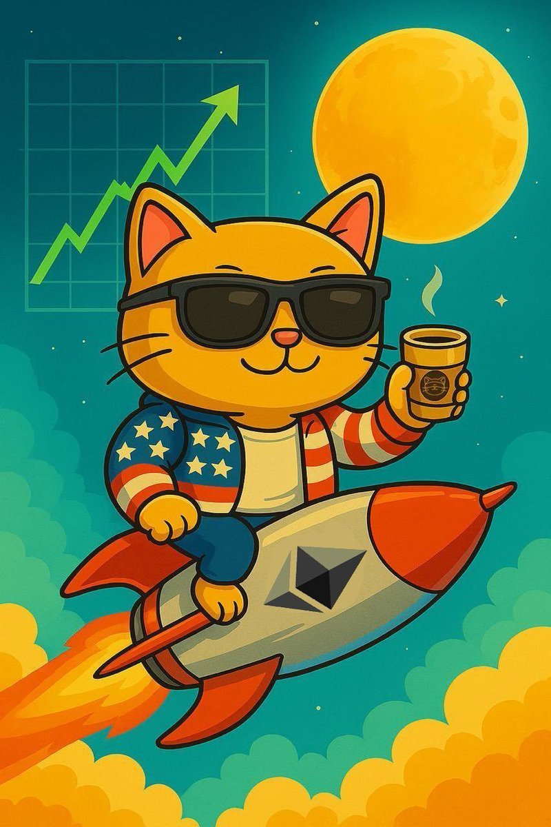 Cat riding ETH rocket to the moon