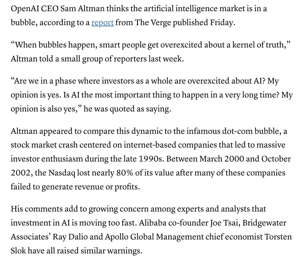 OMG -- Sam Altman <a href="/sama/">Sam Altman</a> just said the quiet part out loud

cnbc.com/2025/08/18/ope…