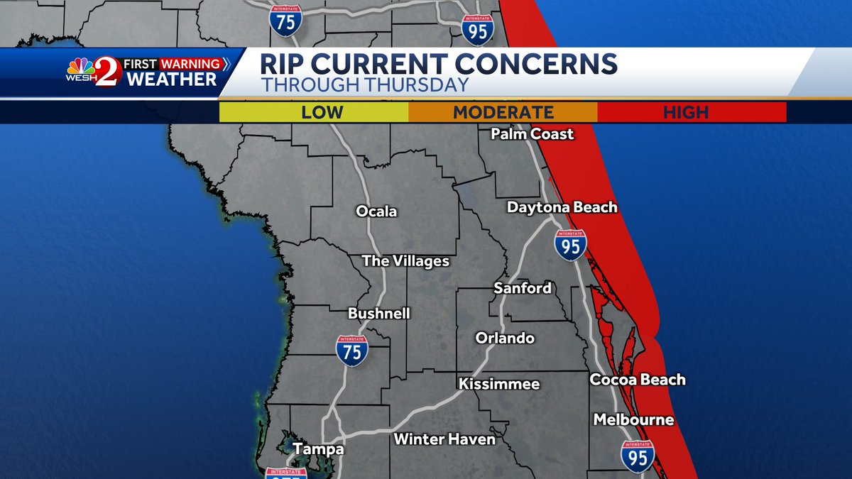 TMainolfiWESH's tweet image. DANGEROUS SURF THIS WEEK: Here's a look at the current wave heights, the wave forecast for #florida, beach predictions and rip current outlook for next week. Check back in for updates. #surfers beware! #weshwx