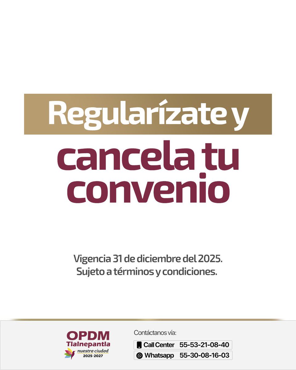 Regulariza tu cuenta, cancela tu convenio y goza de los beneficios que tenemos para ti. 💰🫱🏼‍🫲🏻

📌Aplica para todos los usuarios. 
Te esperamos en nuestras oficinas, para obtener más información.📍

#CompromisoQueFluye por #Tlalnepantla, #NuestraCiudad.