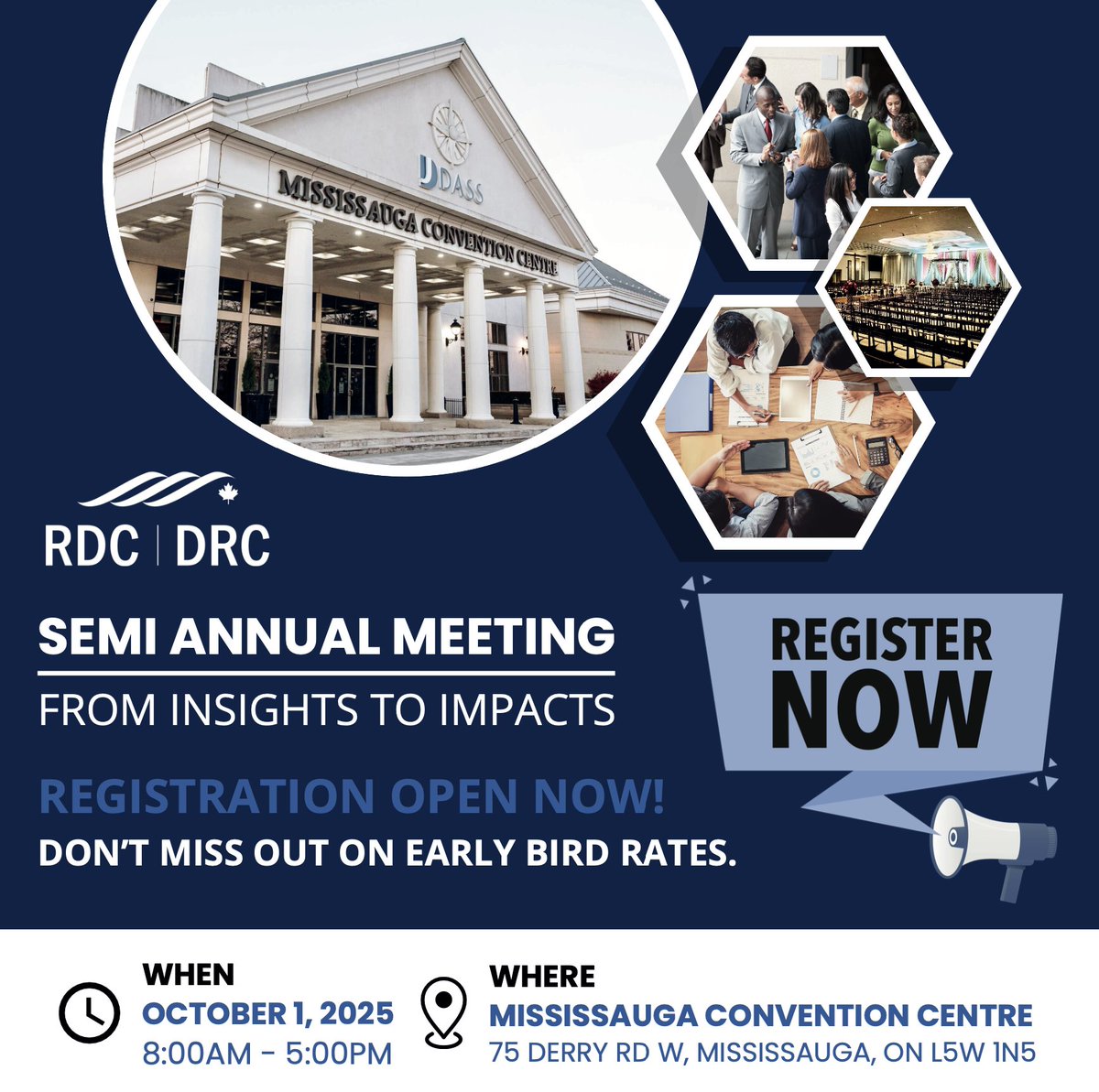 THE CLOCK IS TICKING!

Registration is now open for RDC’s 2025 Semi-Annual Meeting: From Insights to Impacts.

Don’t miss your chance to take advantage of early bird pricing—available only until Friday, August 22! Secure your spot today: rdcanada.ca/sam/
