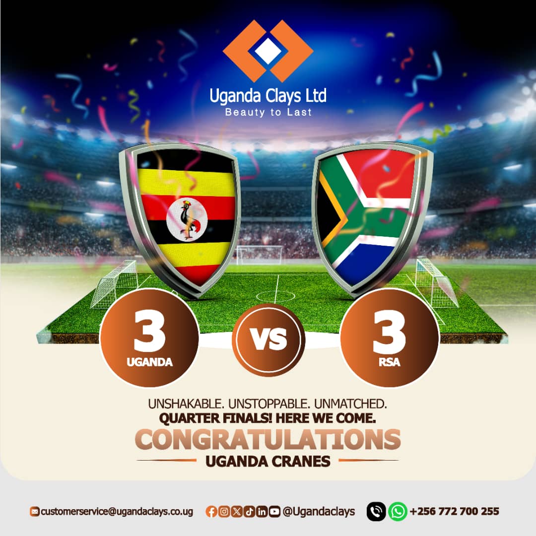 ugandaclays's tweet photo. Congratulations, Uganda Cranes! The journey continues, and we stand with you every step of the way.

#UgandaClays #BeautyToLast #UgandaCranes #CHAN2025 #QuarterFinalBound #BuiltWithPride https://t.co/j7Mn1h1mzx