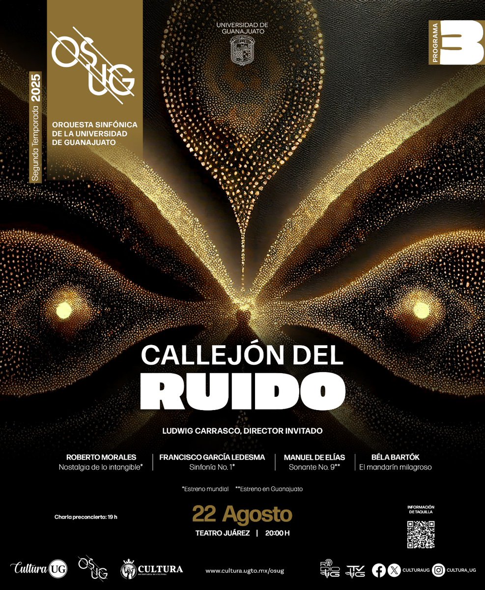Universidad de Guanajuato (@udeguanajuato) on Twitter photo 🎶 Este 22 de agosto vive Callejón del Ruido con la OSUG en el Teatro Juárez.
✨ Entrada gratuita con boletos de cortesía en taquilla desde el miércoles (hasta agotar existencias).
#OSUG #SomosAbejasUG #CulturaUG #CallejónDelRuido <a href="/culturagobgente/">Secretaría de Cultura Guanajuato</a> 🎶 Este 22 de agosto vive Callejón del Ruido con la OSUG en el Teatro Juárez.
✨ Entrada gratuita con boletos de cortesía en taquilla desde el miércoles (hasta agotar existencias).
#OSUG #SomosAbejasUG #CulturaUG #CallejónDelRuido <a href="/culturagobgente/">Secretaría de Cultura Guanajuato</a>