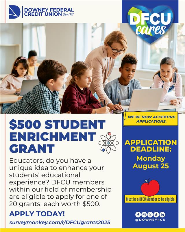 ⏰ Only 7 days left! 
Teachers built our foundation in 1957. 📚 Now we’re giving back with $500 Student Enrichment Grants for classroom creativity + innovation. 💡
📅 Deadline: Aug 25 @ 5 pm 
🔗 surveymonkey.com/DFCUGrants2025
.
.
.
#TeacherGrants #EducationMatters #ClassroomInnovation
