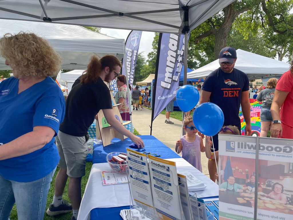 GoodwillGreatNE's tweet photo. Goodwill Teammates spent Saturday, August 9, 2025 at Columbus Days visiting with community members about the services we offer in the Columbus area as well as playing fun games to win swag and other fun giveaways. Thank you to all who stopped by our tent! https://t.co/WvtckXUa2Q