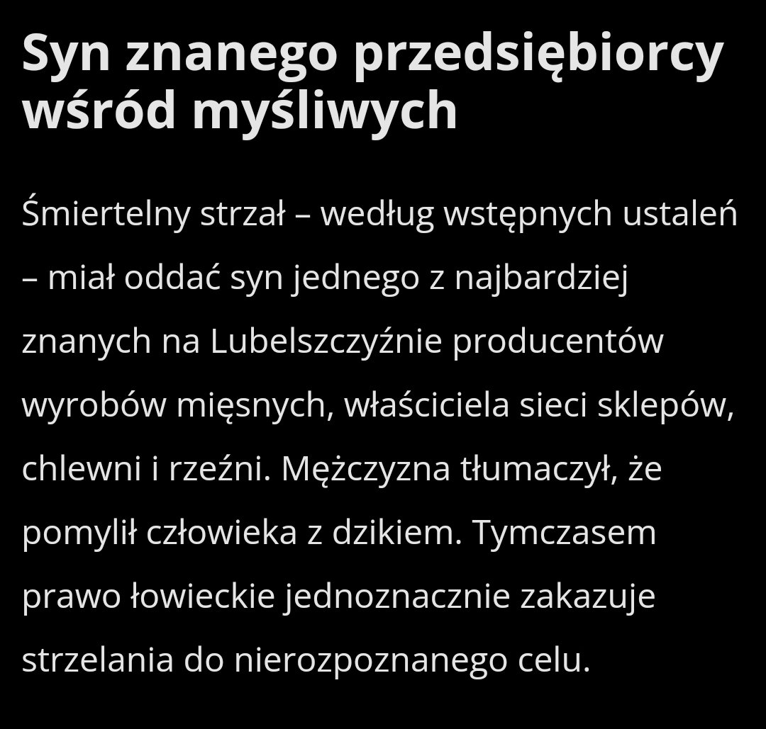 Kermit House MD (@drkermithouse) on Twitter photo Prośba do <a href="/MS_GOV_PL/">Min. Sprawiedliwości</a> ministra Żurka i <a href="/d_korneluk/">Dariusz Korneluk</a> - przenieście jak najszybciej sprawę do prokuratury gdzieś na drugi koniec Polski !!!
To jest kurwa niewyobrażalne ile zasad zlamano ma tym polowaniu- udział dziecka, polowanie w pobliżu zabudowań itp
glos24.pl/tragedia-na-po… Prośba do <a href="/MS_GOV_PL/">Min. Sprawiedliwości</a> ministra Żurka i <a href="/d_korneluk/">Dariusz Korneluk</a> - przenieście jak najszybciej sprawę do prokuratury gdzieś na drugi koniec Polski !!!
To jest kurwa niewyobrażalne ile zasad zlamano ma tym polowaniu- udział dziecka, polowanie w pobliżu zabudowań itp
glos24.pl/tragedia-na-po…