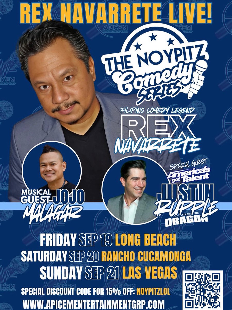 LONG BEACH, RANCHO CUCAMONGA &amp; LAS VEGAS this September 19-21 2025…Get Tix now and get your Promo
Code: NOYPITZLOL for 15% off
Limited time offer! Here’s the link: apicementertainmentgrp.com