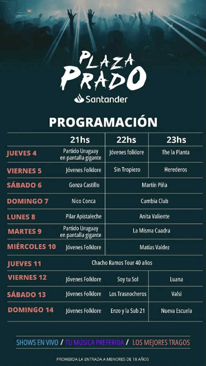 fiestasmvd's tweet photo. Plaza Prado 2025: ya está la grilla de artistas confirmada 🎊🥳

Más información en ➡️ https://t.co/f2J9e5Tsmh https://t.co/CmE1VyTsiK
