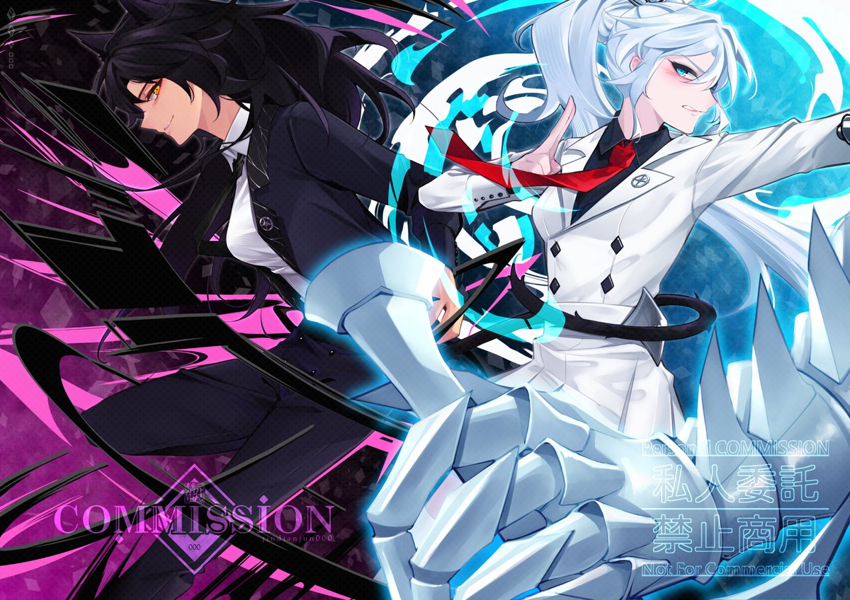 jindianjun000's tweet photo. RWBY Remnants au monochrome commissioned by @lettersandpunc1 
AU designs from @sytokun 
Thank you so much! 🙏
#monochrome #WeissSchnee #BlakeBelladonna https://t.co/b9Vzk8sDFd
