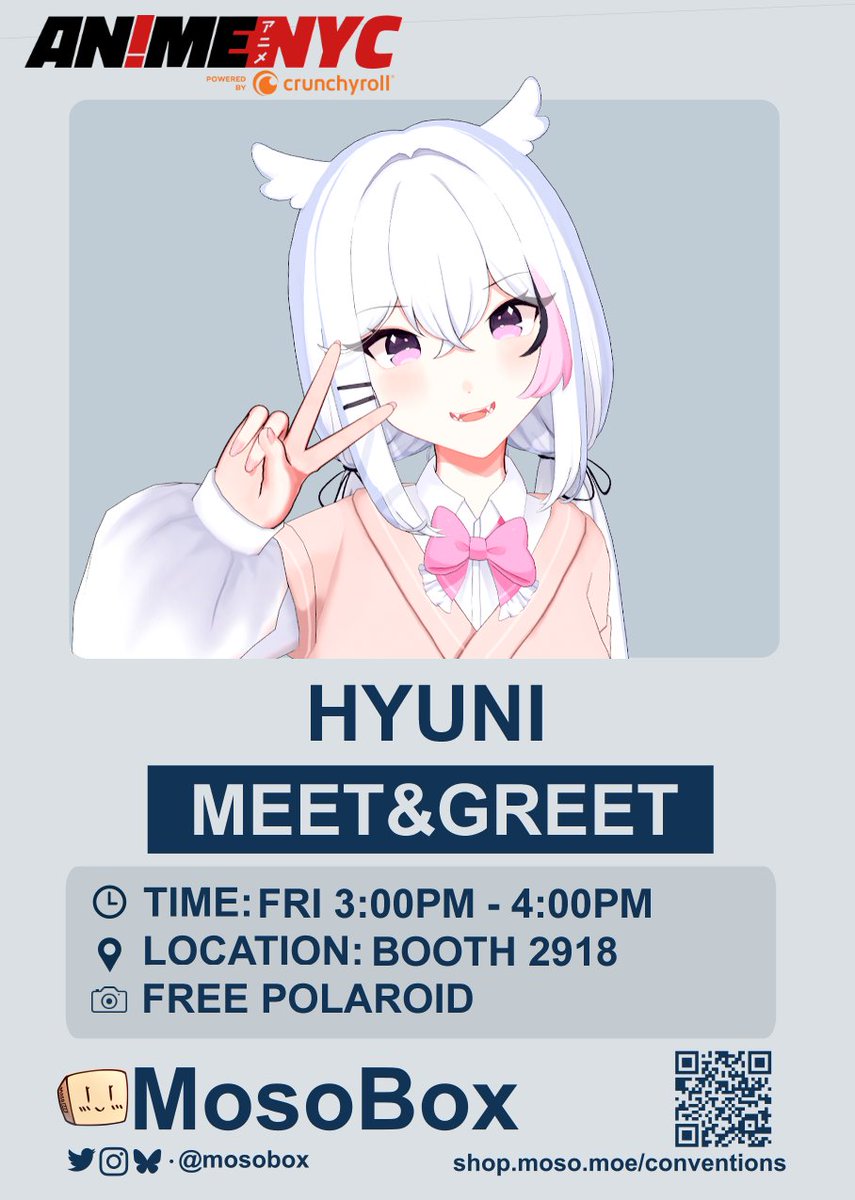 🩷 ANYC APPEARANCE 🪽

Stop by my performance and meet &amp; greet THIS FRIDAY at MosoBox for fun times and FREE HAND-SIGNED polaroids~ 🎶

🎤・11:15-11:30am
👋・3-4pm
📍・Booth 2918