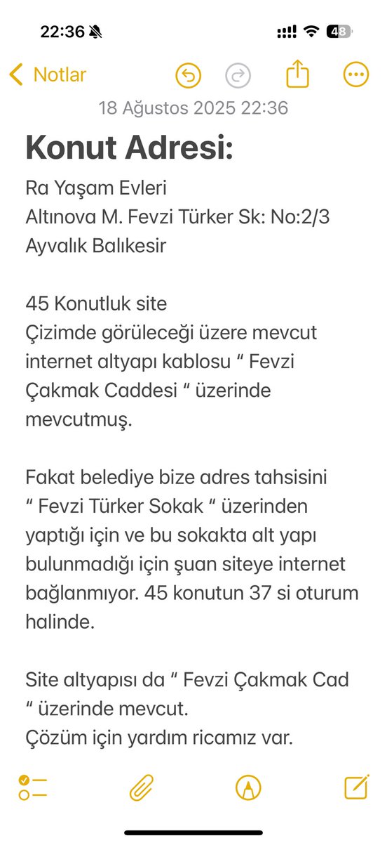 kerimkoc's tweet photo. @umitonaltr Sayın Ümit Bey; Merhaba. Konut Adresi:
Ra Yaşam Evleri
Altınova M. Fevzi Türker Sk: No:2/3
Ayvalık Balıkesir 
45 Konutluk site
Mevcut Altyapı ve Adres Tahsisi farklı cephelerde olduğu için internet kullanamıyoruz. İlginizi rica ediyoruz. https://t.co/uPXUUvig9S