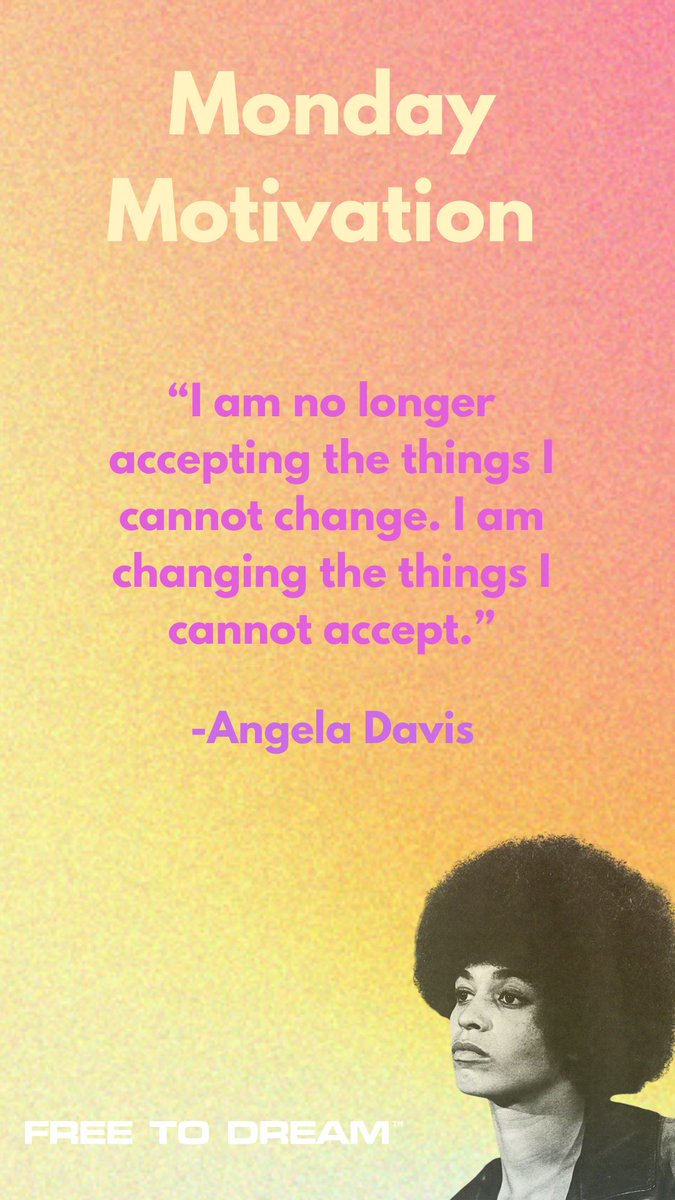 IamFreeToDream's tweet image. We don&apos;t move forward by accepting limitations, we move forward by transforming them. #MondayMotivation #AngelaDavis #FREETODREAM