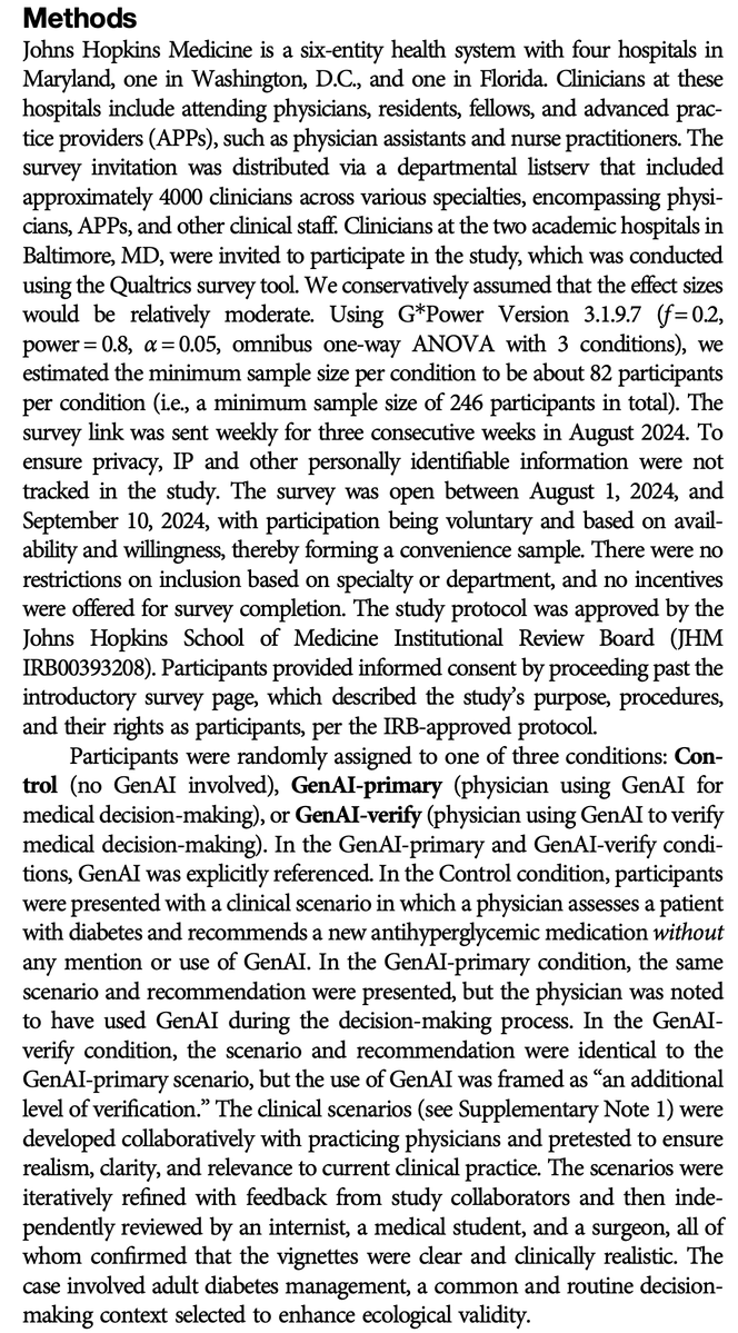 Tinglong Dai (@tinglongdai) on Twitter photo Would you trust a doctor who uses ChatGPT during your visit?
Today, we published a study in <a href="/npjDigitalMed/">npj Digital Medicine</a>. It’s the first survey of practicing clinicians on how they view peers who use generative AI in medical decision-making: nature.com/articles/s4174…
The numbers are striking. Would you trust a doctor who uses ChatGPT during your visit?
Today, we published a study in <a href="/npjDigitalMed/">npj Digital Medicine</a>. It’s the first survey of practicing clinicians on how they view peers who use generative AI in medical decision-making: nature.com/articles/s4174…
The numbers are striking.