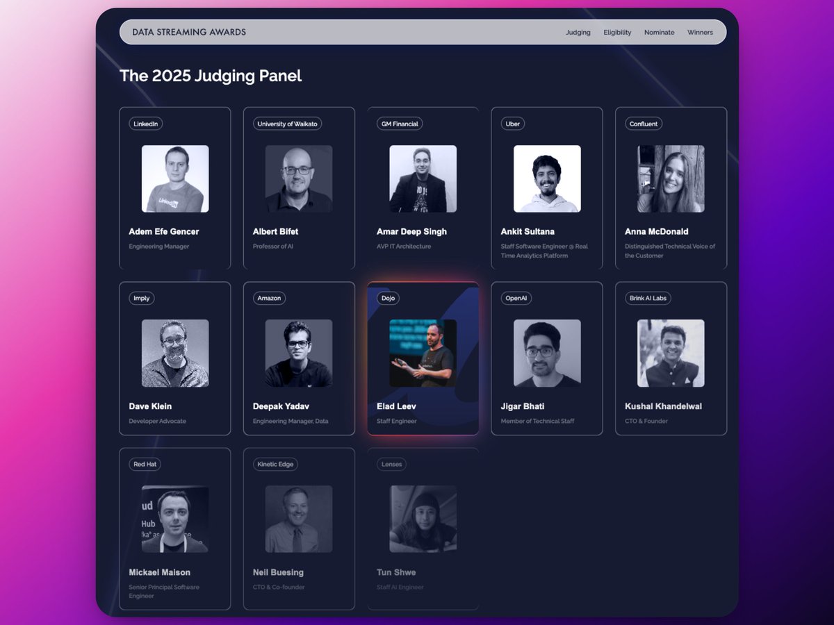 Eladleev's tweet photo. I'm delighted to have been selected as a judge for the
🏆 𝟮𝟬𝟮𝟱 𝗗𝗮𝘁𝗮 𝗦𝘁𝗿𝗲𝗮𝗺𝗶𝗻𝗴 𝗔𝘄𝗮𝗿𝗱𝘀 🏆
I'm looking forward to reviewing how organisations are using data streaming to drive meaningful business outcomes and tackle complex challenges!
https://t.co/IjqyAGXEwy https://t.co/AjUbOBtzcC