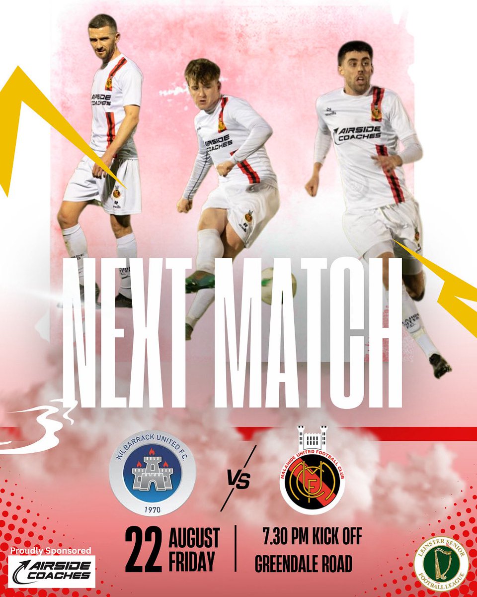 Our Senior Sunday side are back in action this weekend for the first match of the season 

This Friday we take on @kilbarrackunited in the league 

⚽️ Kilbarrack VS Malahide 
⏰ Kick off 730pm 
🏟️ Greendale Road 

#lsl #lsllivescore 
@leinsterseniorleague