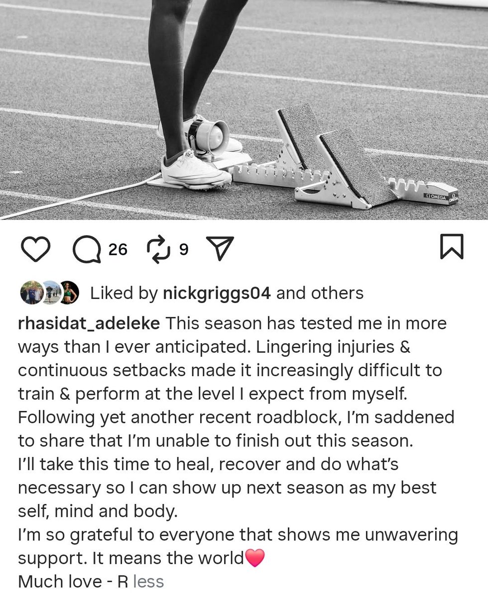 Rhasidat Adeleke has called a halt on her season after hitting another roadblock in preparations for the World Champs.