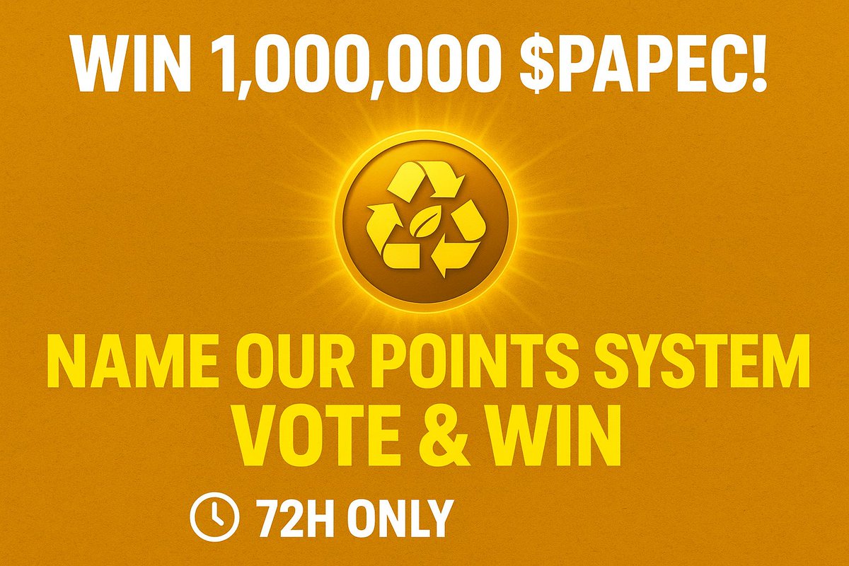 🚨 Win 1,000,000 $PAPEC! 🚨

We’re launching our new Points System – but the name is still missing.
👉 Your mission: Drop your best name idea in the comments.

The top suggestions will enter a community poll.
🗳️ The winner = 1,000,000 $PAPEC reward!

⏳ Deadline: 72h – don’t miss