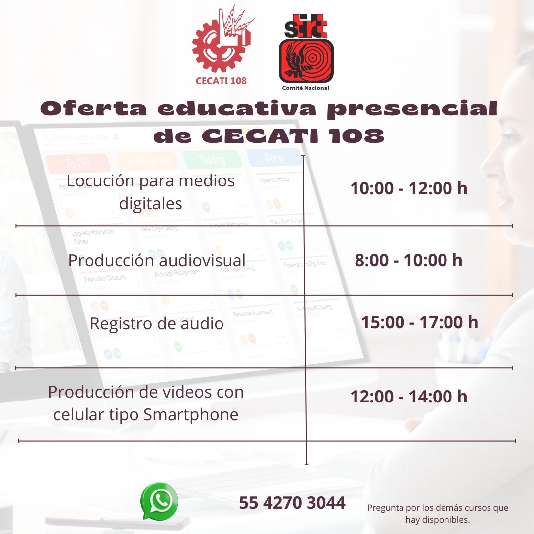 🛑Inscríbete a los cursos que nos ofrece Cecati‼️ Capacítate en el área de Radio y Televisión. Mayor información en el WhatsApp 55 4270 3044  #Capacítate #Radio #Televisión 📻🖥 <a href="/cecati108/">CECATI 108</a>