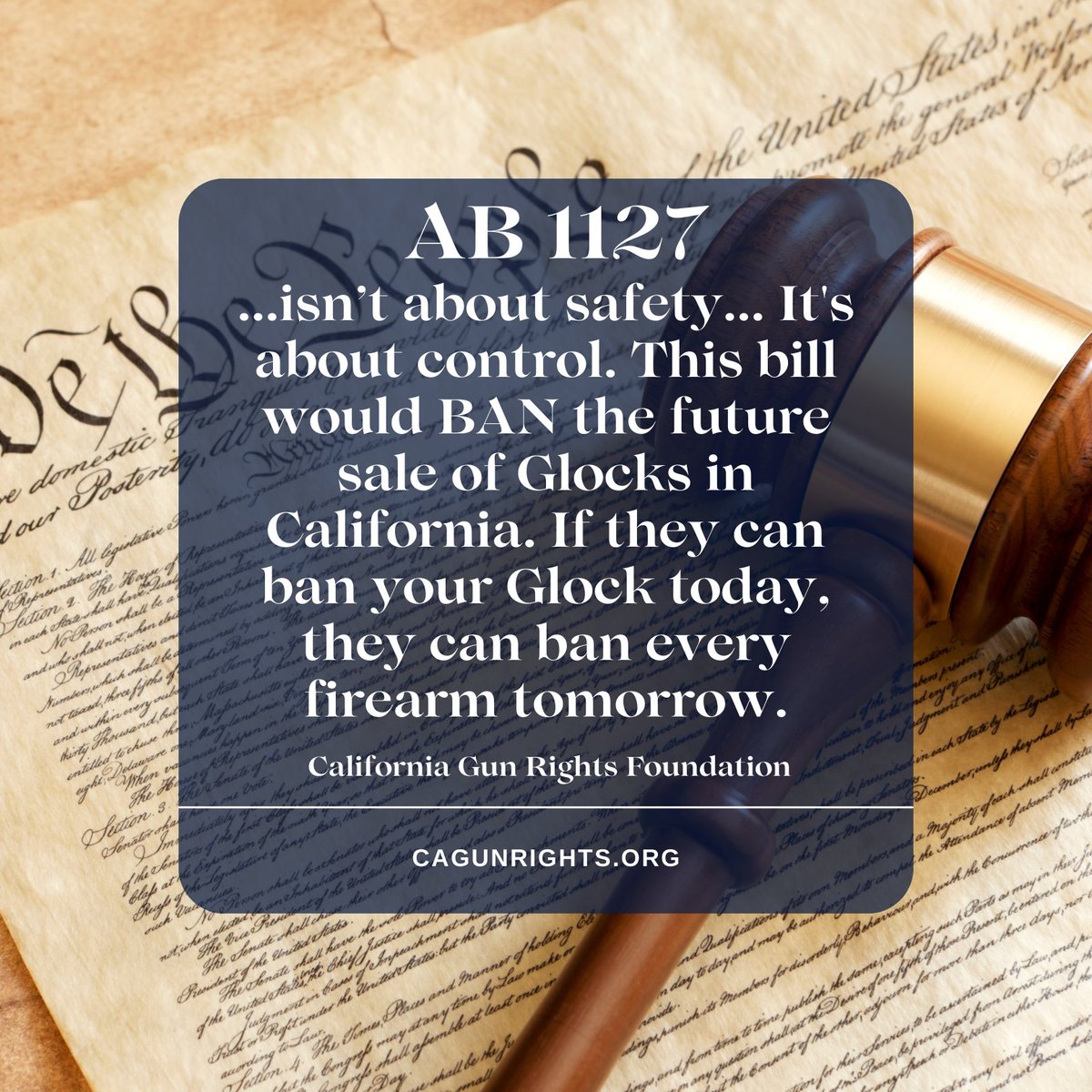 If they can ban your Glock today, they can ban every firearm tomorrow.