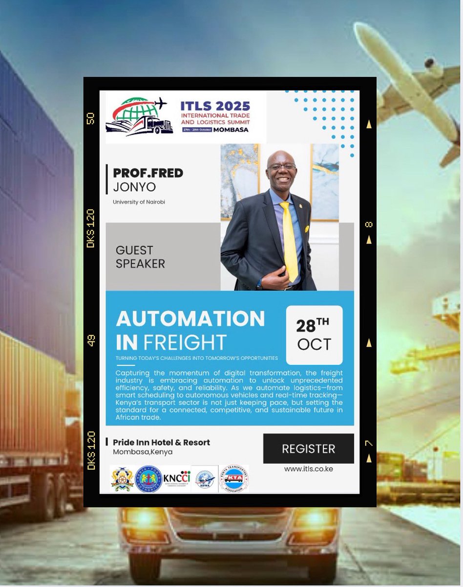Join me, Prof. Fred Jonyo, at ITLS 2025 in Mombasa, as we unpack the game-changing impact of digital innovation on global freight and warehousing. Discover the key threats, seize the opportunities, and stay ahead in the fast-evolving world of international logistics