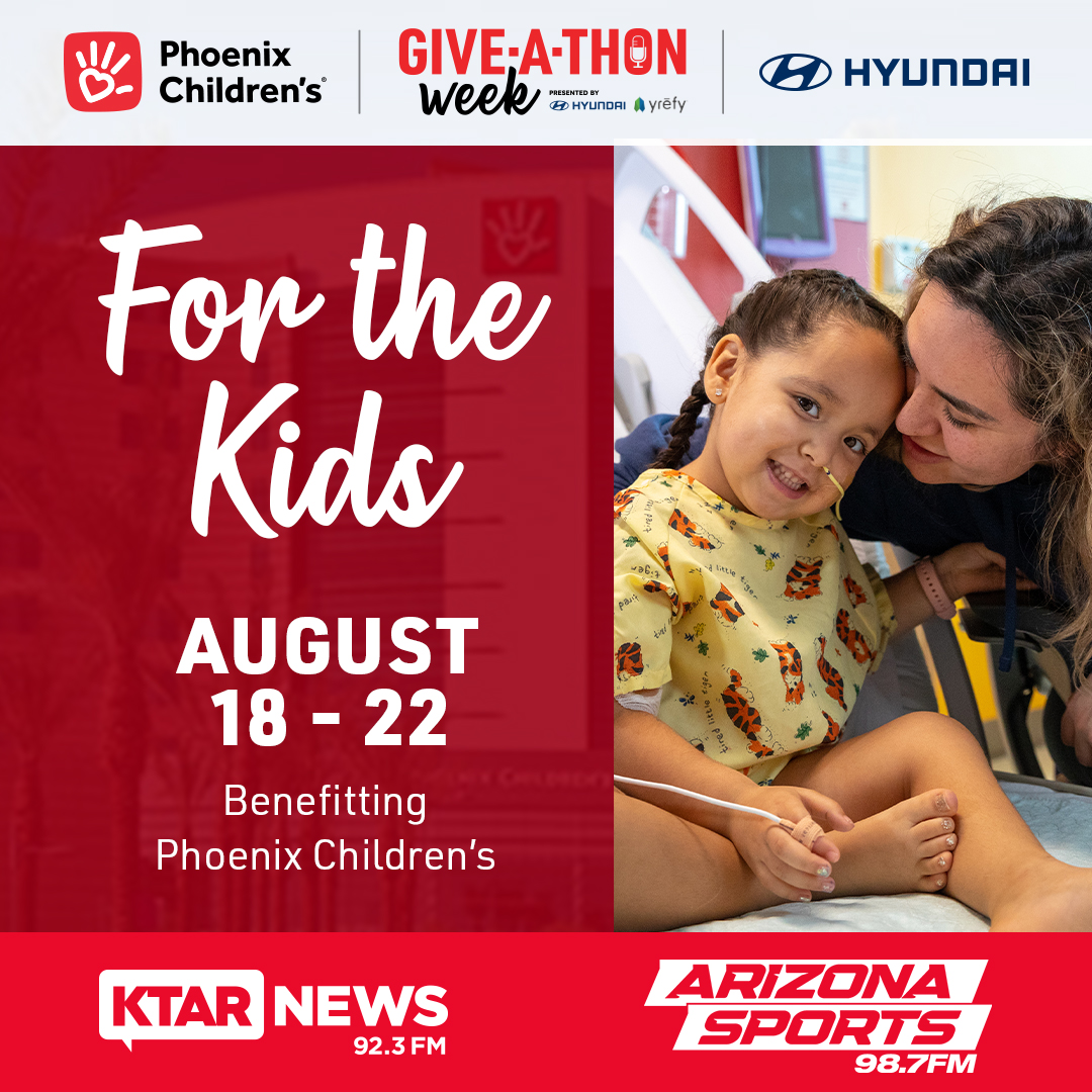 It's Give-A-Thon week!

Your support benefits the kids at <a href="/PhxChildrens/">Phoenix Children's</a>! Become a Champion of Hope today!

You can call 602-933-4567, or text "GIVE" to 620620!

You can also donate here: secure.phoenixchildrensfoundation.org/site/Donation2…