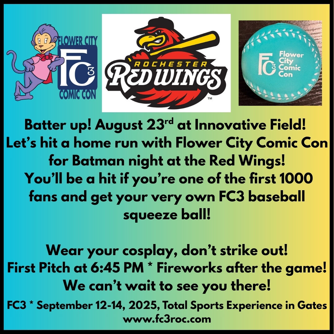 fc3roc's tweet image. This Saturday at Innovative Field! We hope to see a lot of you at the ballpark, and even better to see a lot of you in cosplay! It's going to be a fun night! #FC32025