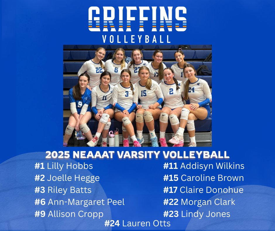 Congratulations to our 2025 Varsity Volleyball team.  They finished the first week of the season going 3-0 at the Ridgecroft Jamboree.  

Come out and watch the Griffins take on Northeastern at Northeastern High School on Tuesday 8/19 @ 5:30 PM.