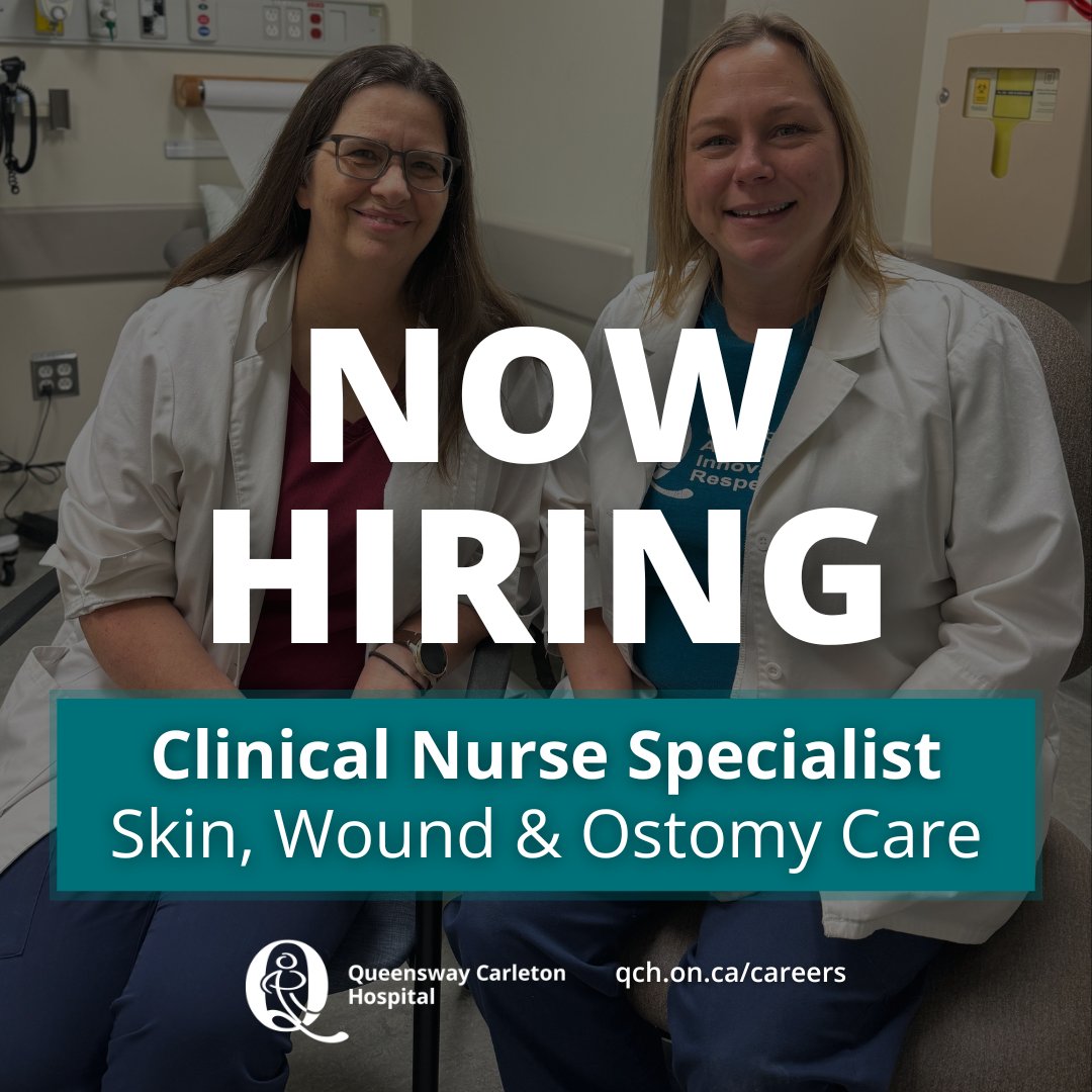 🚨 Job alert: QCH is hiring a Clinical Nurse Specialist – Skin, Wound and Ostomy Care. 🔗 Apply today: qch.on.ca/Careers
#QCH #OttawaJobs #HealthcareCareers #ClinicalNurse #Nurse