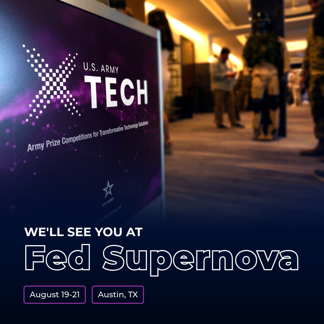 xTech (@xtechprogram) on Twitter photo 🚀 Fed Supernova is just around the corner!
From Aug 19-21, xTech and <a href="/Army_SBIRSTTR/">U.S. Army SBIR|STTR Program</a> will be in Austin, TX, joining innovators, investors & defense leaders at one of the year’s top dual-use tech events.
📍 Find us—let’s talk transition, tech & what’s next. 🚀 Fed Supernova is just around the corner!
From Aug 19-21, xTech and <a href="/Army_SBIRSTTR/">U.S. Army SBIR|STTR Program</a> will be in Austin, TX, joining innovators, investors & defense leaders at one of the year’s top dual-use tech events.
📍 Find us—let’s talk transition, tech & what’s next.