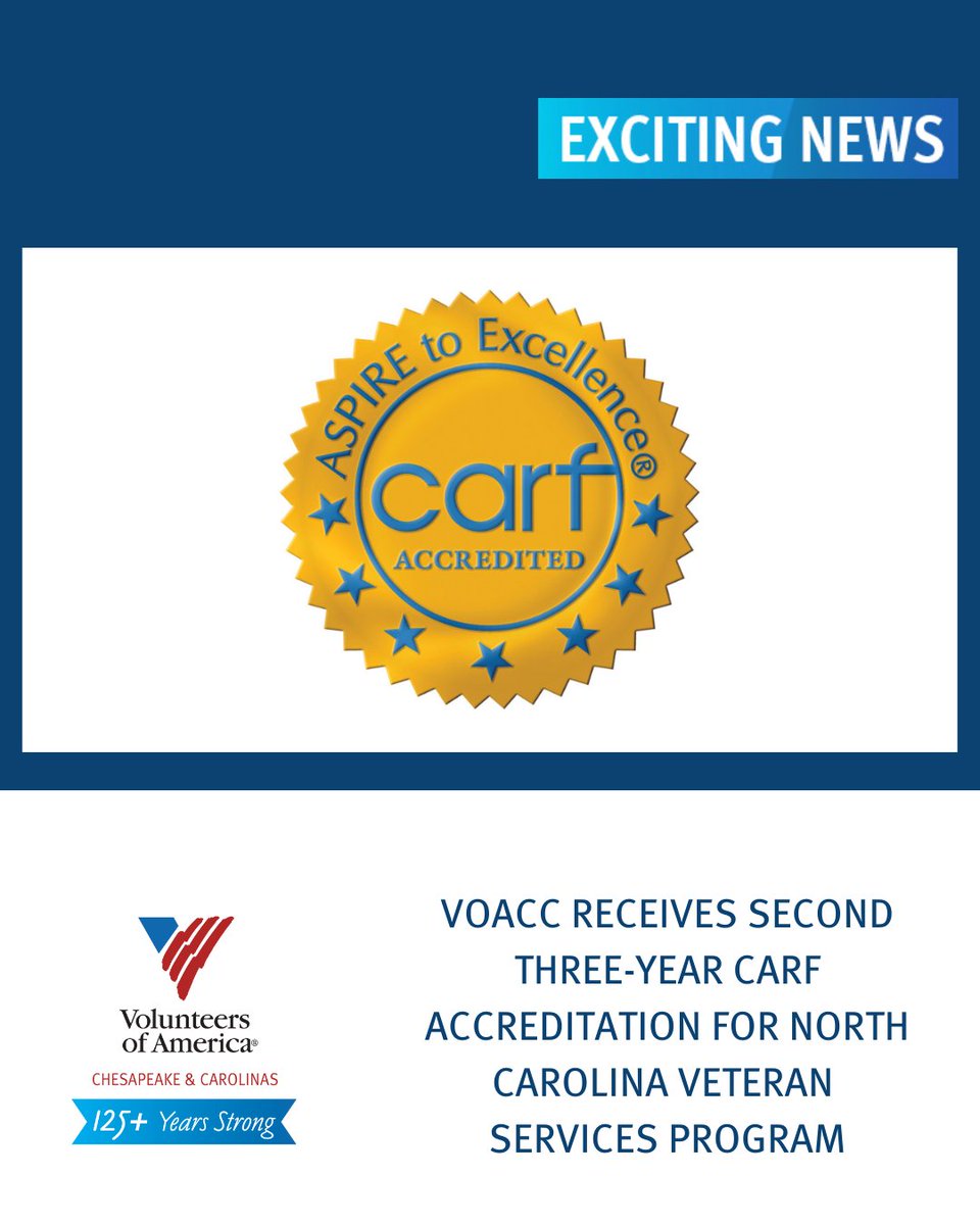 👏 We’re honored to share that our Supportive Services for Veteran Families (SSVF) program in North Carolina has once again earned a three-year CARF accreditation!

Read the full story: voachesapeake.org/ssvfcarf