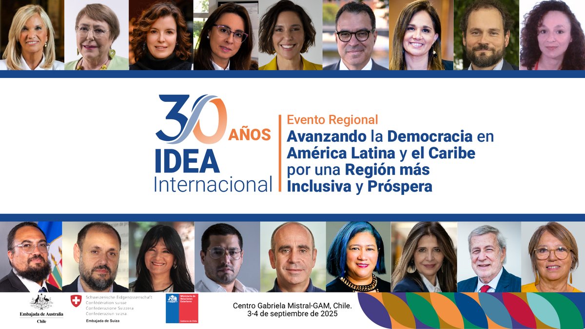 IDEA_Int_Chile's tweet image. 🌎 #IDEA30AÑOS| ¡Conmemoramos nuestro aniversario en Chile 🇨🇱!

✈ Viajamos a Chile para realizar nuestro encuentro regional: Avanzando la Democracia en América Latina y el Caribe por una región más Inclusiva y Próspera. En Santiago tendremos destacados expositores/as…